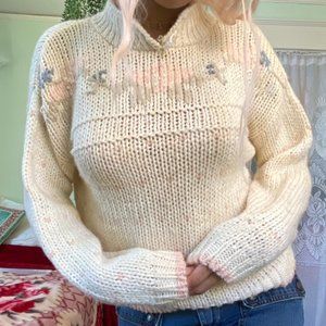 SOLD • 90’s Erika Handknit Sweater Cottagecore Vintage M